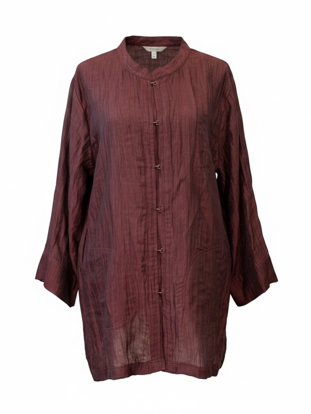 Citron Santa Monica Size 3X Burgundy Linen Shirt